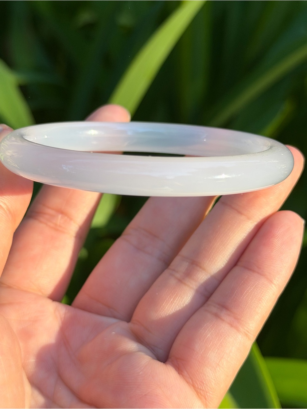 60.5mm Inner Diameter Skinny White Agate Bangle Bracelet 1952